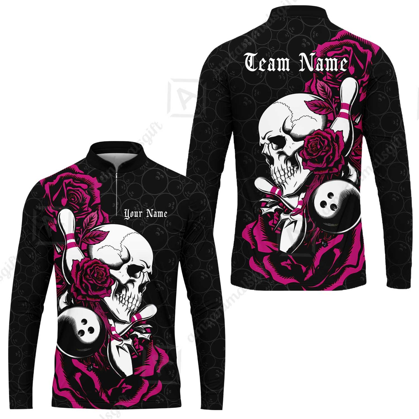 Custom Bowling Jersey Polo Shirt, Deadly Rose, Personalized Name And Team Name