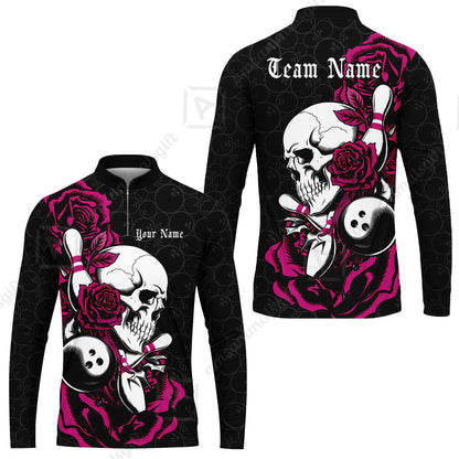 Custom Bowling Jersey Polo Shirt, Deadly Rose, Personalized Name And Team Name