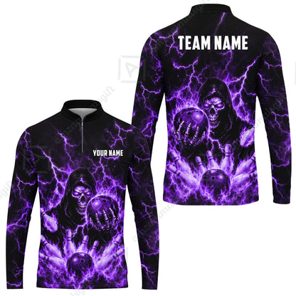 Custom Bowling Jersey Polo Shirt, Lightning Grim Reaper, Custom Bowling Jersey Team Shirt For Players With Name & Team Name