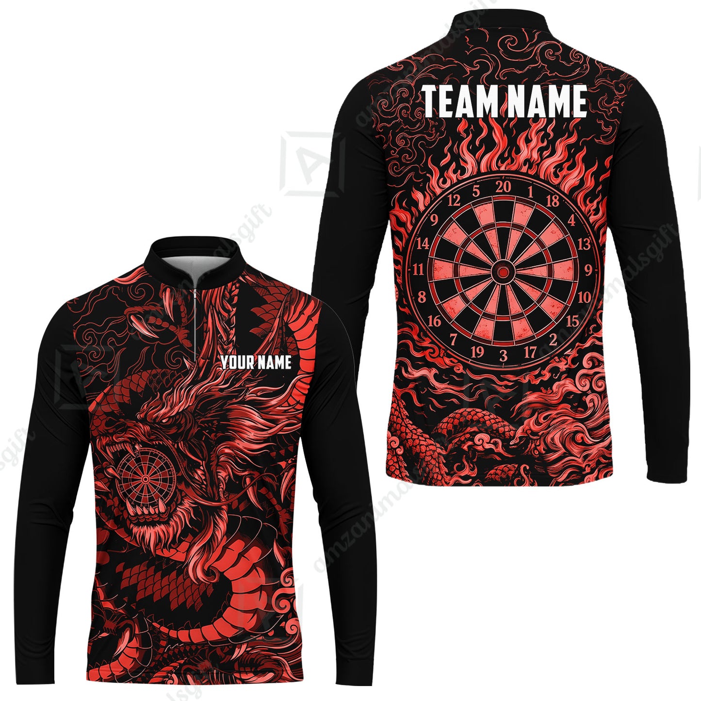Custom Darts Jersey Polo Shirt, Dragon's Bullseye Darts, Custom Dart Jersey Team Shirt For Players With Name & Team Name