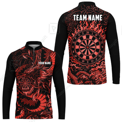 Custom Darts Jersey Polo Shirt, Dragon's Bullseye Darts, Custom Dart Jersey Team Shirt For Players With Name & Team Name