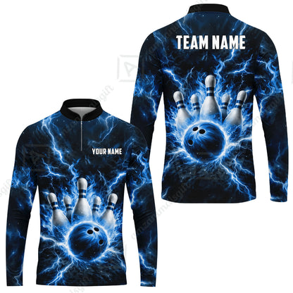 Custom Bowling Jersey Polo Shirt, Electric Lightning Storm Bowling, Custom Bowling Jersey Team Shirt For Players With Name and Team Name