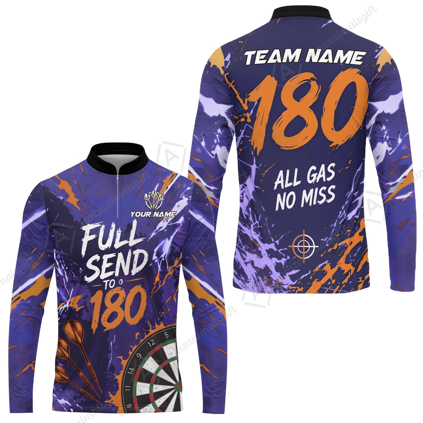 Customized Darts Team Jersey, Full Send To 180, All Gas No Miss, Personalized Polo Shirt For Players With Name & Team Name