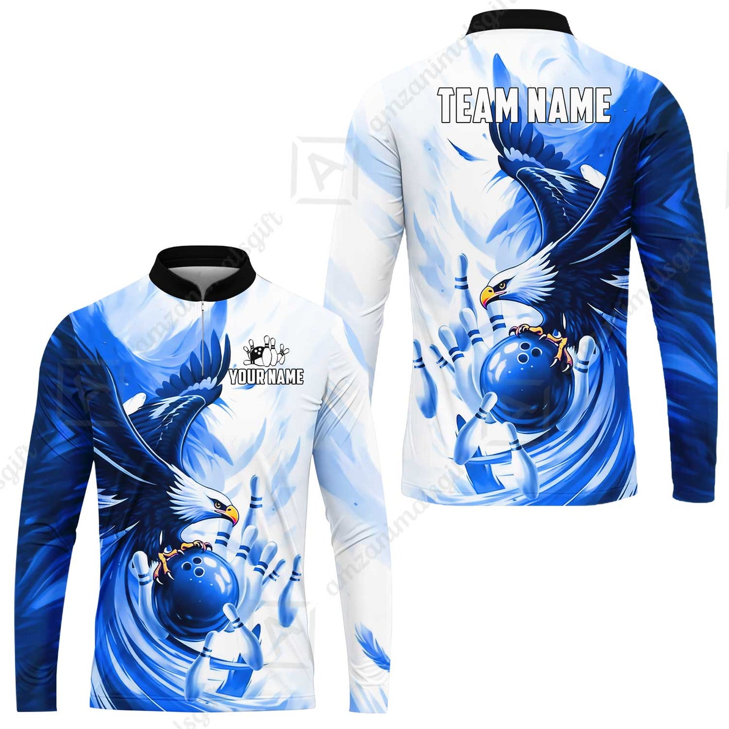 Custom Bowling Jersey Polo Shirt, Soaring Eagle, Custom Bowling Jersey Team Shirt For Players With Name & Team Name