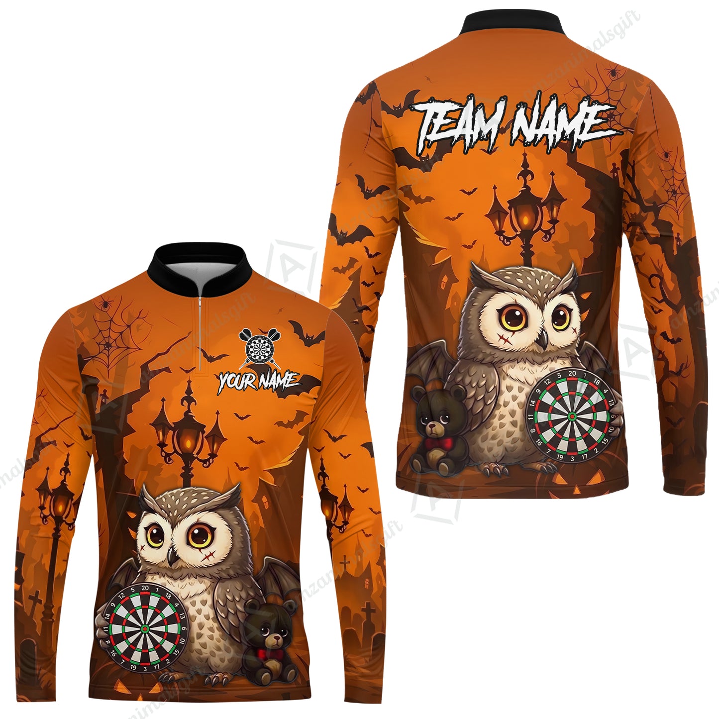 Custom Dart Jersey Team Shirt For Players, Owl In Halloween, Personalize Name and Team Name