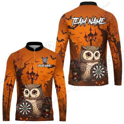 Custom Dart Jersey Team Shirt For Players, Owl In Halloween, Personalize Name and Team Name