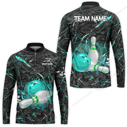 Customized Bowling Unisex Polo Shirt, Swirling Marbled Pattern Vibrant Veins, Bowling Uniforms, Personalized Name And Team Name