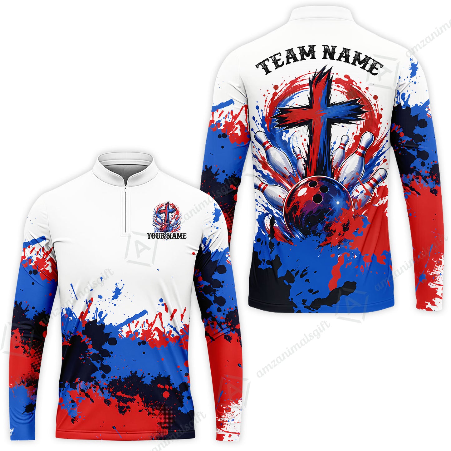 Custom Bowling Jersey Polo Shirt, Splash Pain Bowling Cross Colorful, Custom Bowling Jersey Team Shirt For Players With Name & Team Name