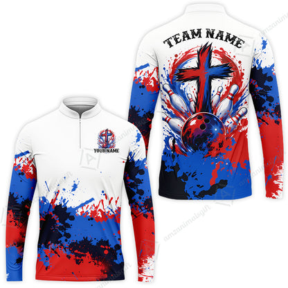 Custom Bowling Jersey Polo Shirt, Splash Pain Bowling Cross Colorful, Custom Bowling Jersey Team Shirt For Players With Name & Team Name