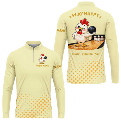 Custom Bowling Jersey Polo Shirt, Happy Rooster, Custom Bowling Jersey Team Shirt For Players With Name and Team Name