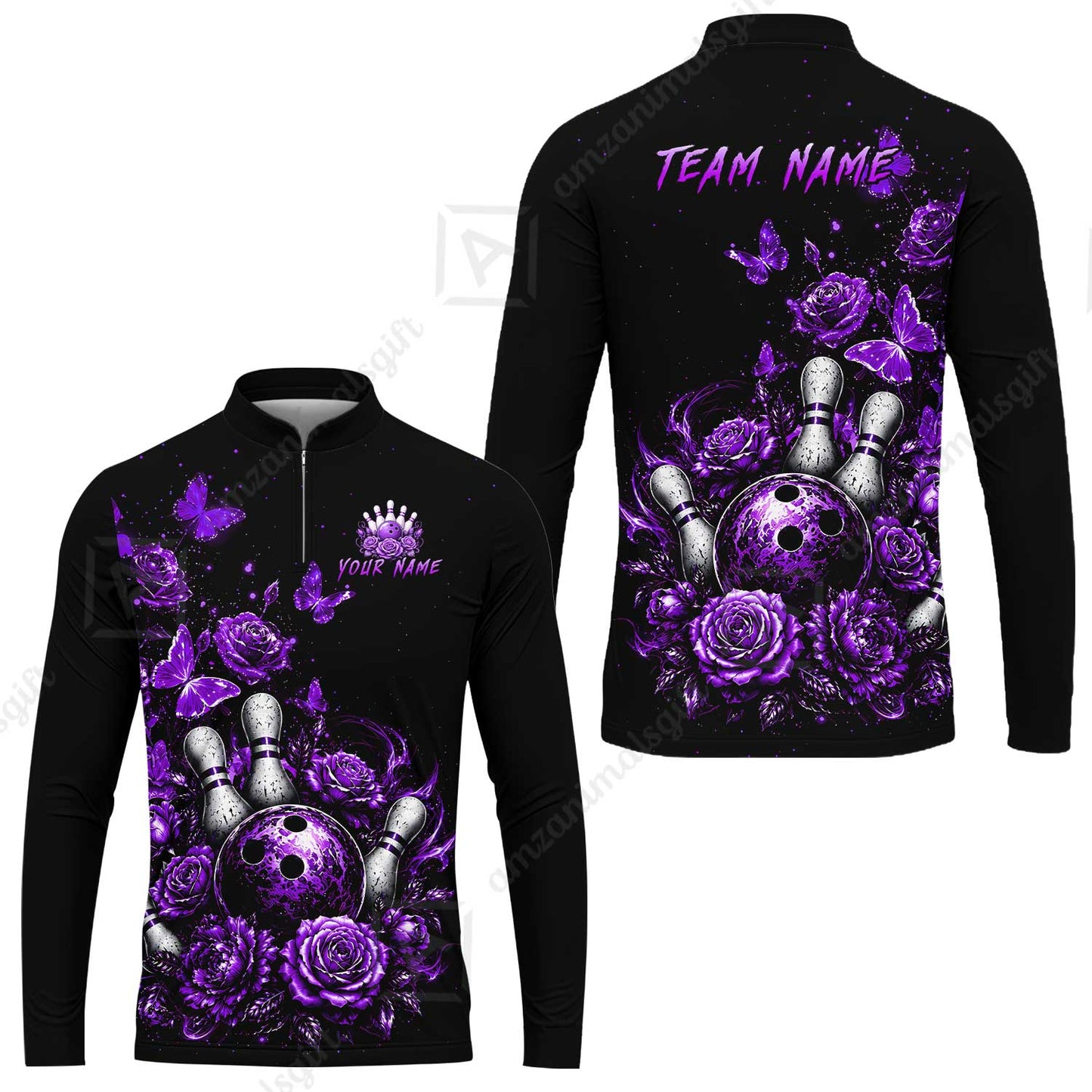Custom Bowling Jersey Polo Shirt, Gothic Rose Bowling, Custom Bowling Jersey Team Shirt For Players With Name & Team Name