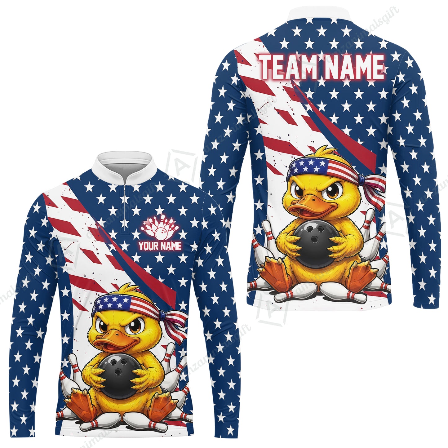 Custom Bowling Jersey Polo Shirt, Bowling US Duck, Personalize Name and Team Name