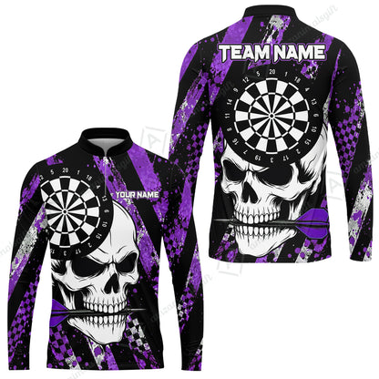 Custom Darts Jersey Polo Shirt, Skull Bites Dart, Custom Dart Jersey Team Shirt For Players With Name & Team Name