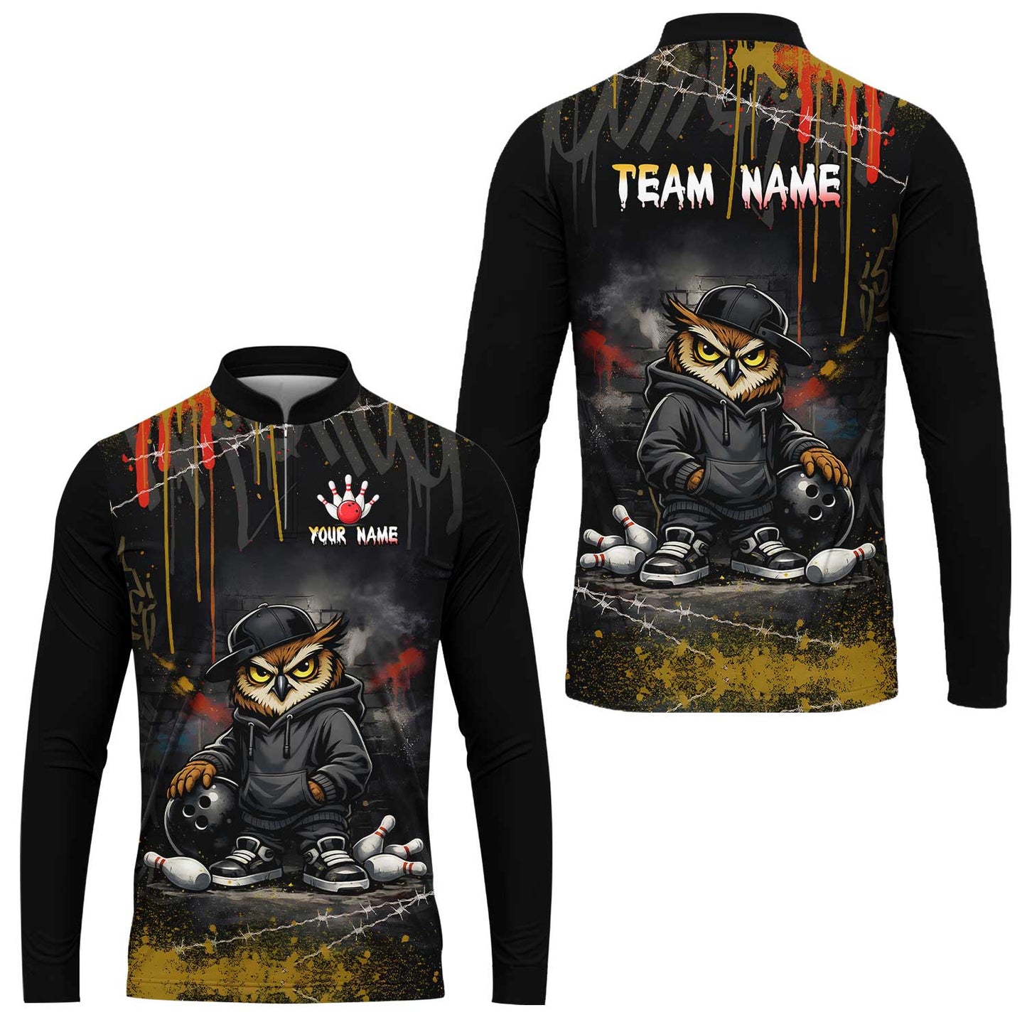 Custom Bowling Jersey Polo Shirt, Night Owl Striker Bowling, Custom Bowling Jersey Team Shirt For Players With Name & Team Name