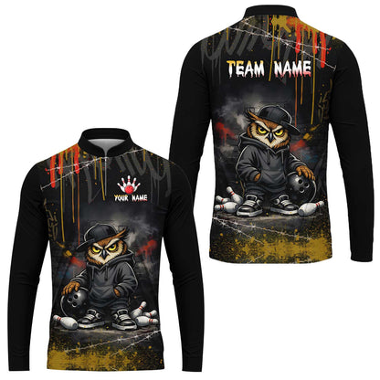 Custom Bowling Jersey Polo Shirt, Night Owl Striker Bowling, Custom Bowling Jersey Team Shirt For Players With Name & Team Name