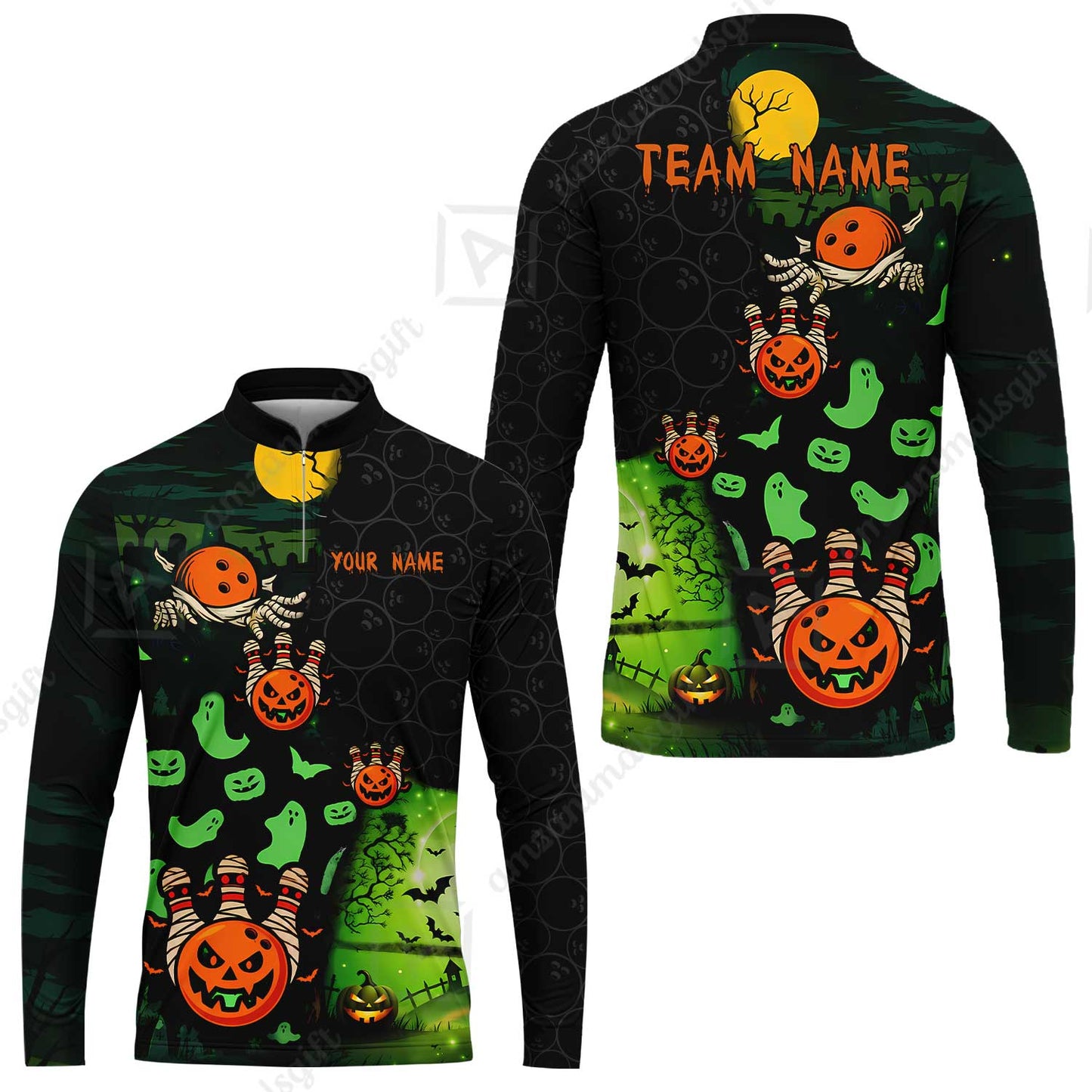 Customized Halloween Neon Ghost Bowling Jersey, Custom Name And Team Name For Bowlers