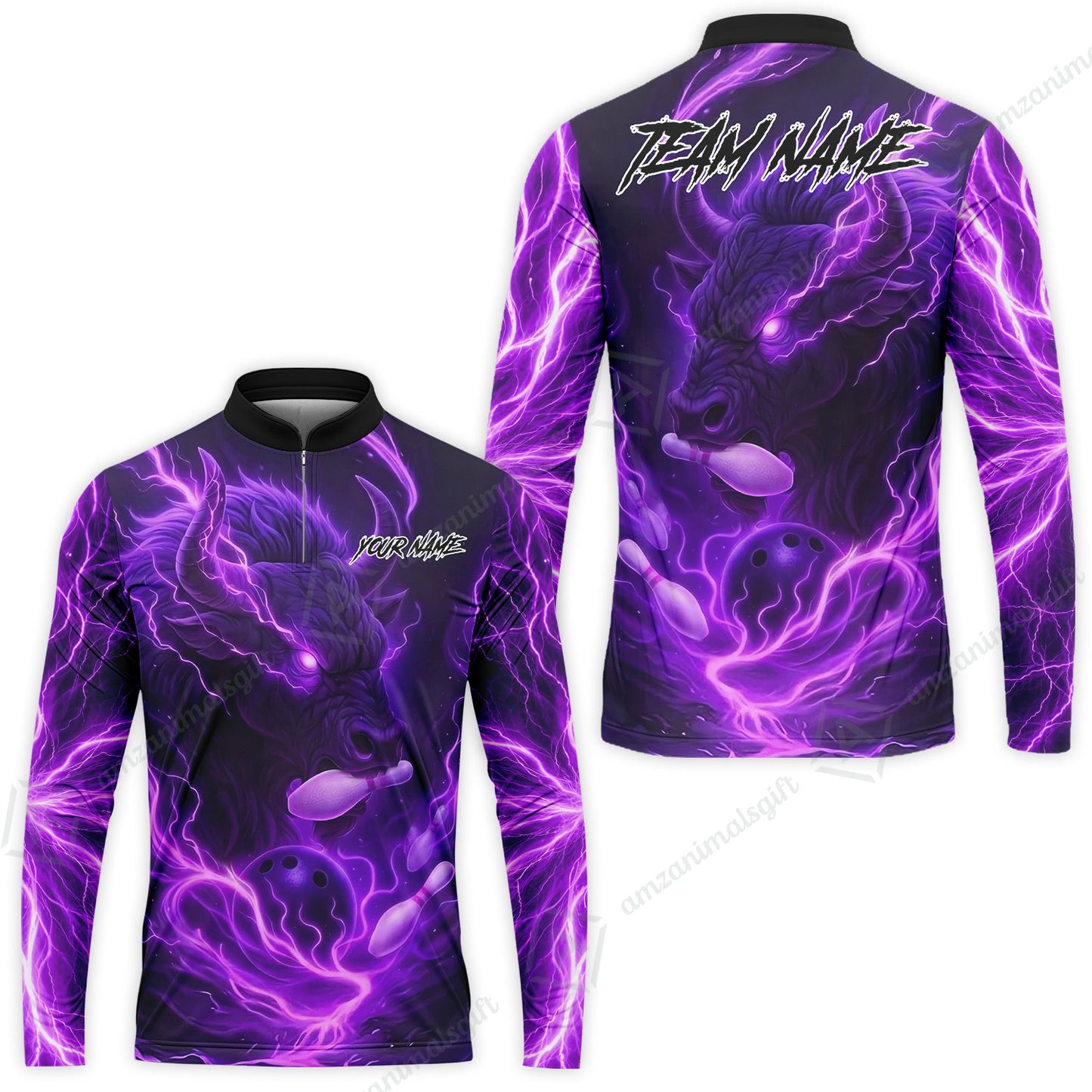 Custom Bowling Jersey Polo Shirt, Charging Bull Bowling Custom Bowling Jersey Team Shirt For Players With Name & Team Name