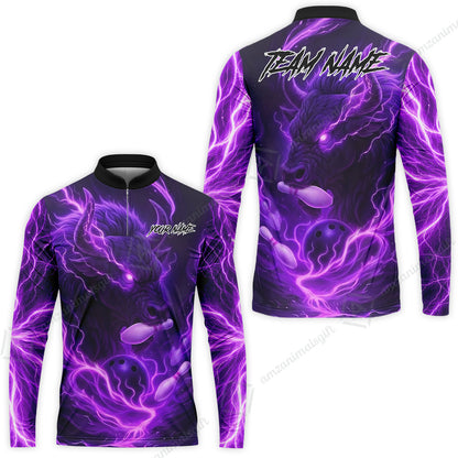 Custom Bowling Jersey Polo Shirt, Charging Bull Bowling Custom Bowling Jersey Team Shirt For Players With Name & Team Name