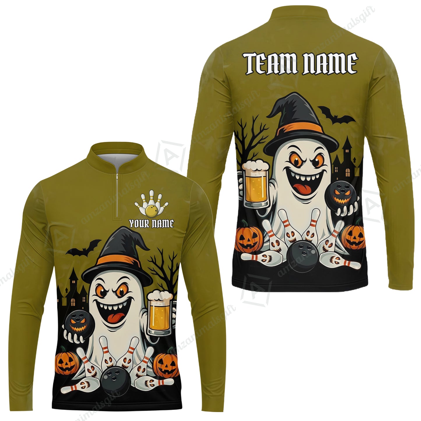 Custom Bowling Jersey Polo Shirt, Bowling Halloween Witch, Custom Bowling Jersey Team Shirt For Players With Name & Team Name