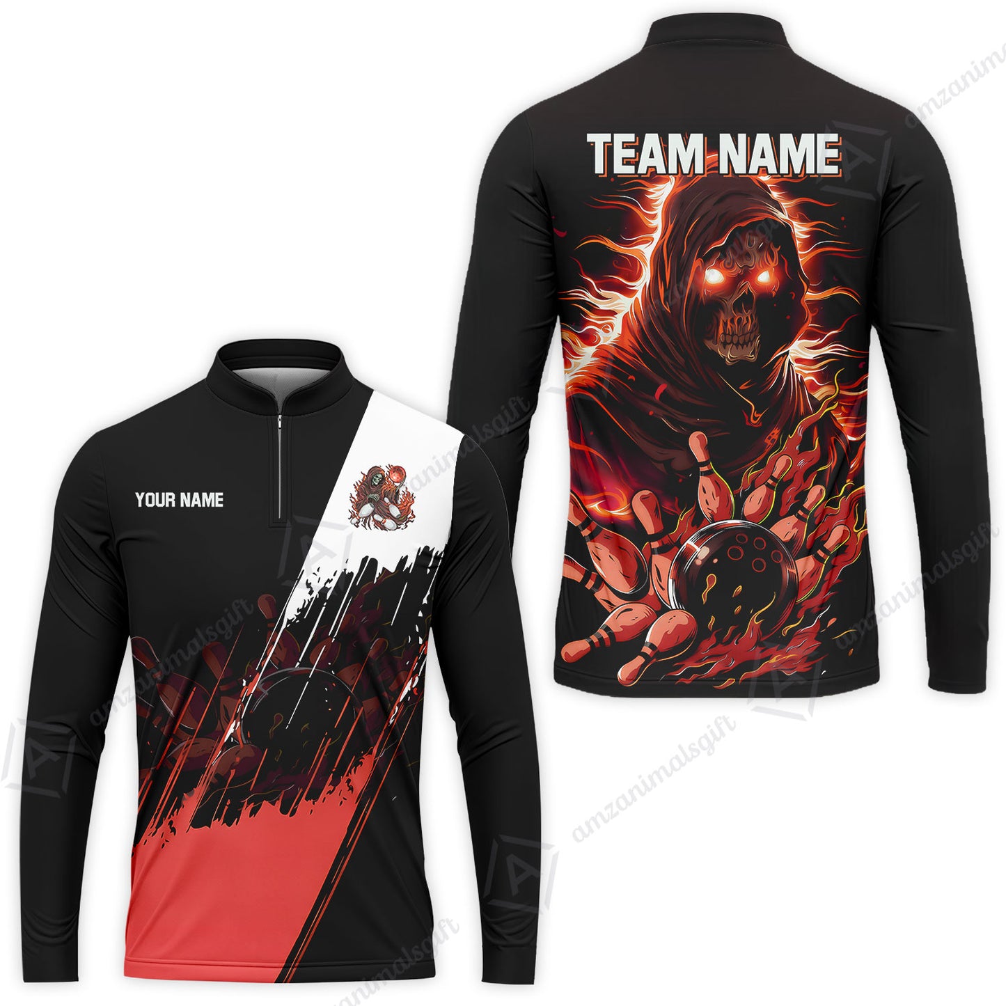 Custom Bowling Jersey Polo Shirt, Glow Reaper Bowling Custom Bowling Jersey Team Shirt For Players With Name & Team Name