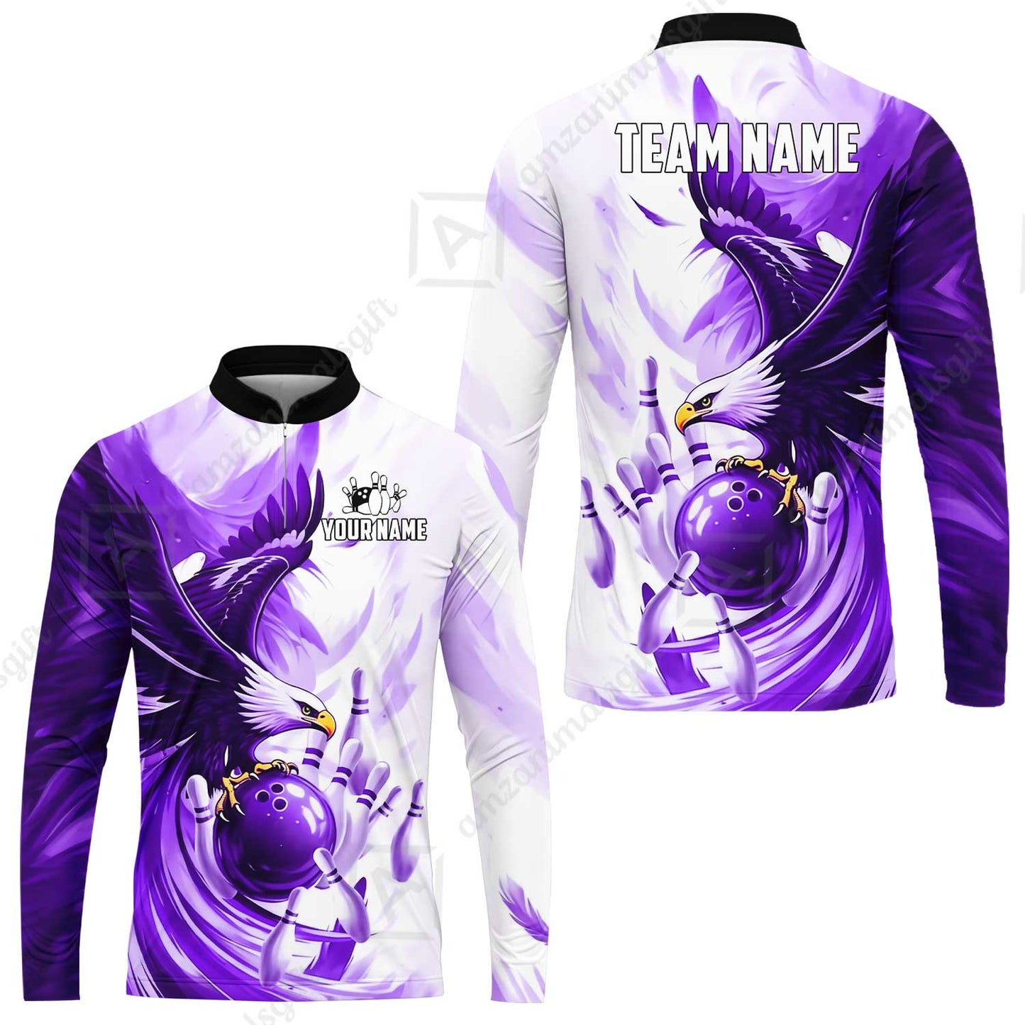 Custom Bowling Jersey Polo Shirt, Soaring Eagle, Custom Bowling Jersey Team Shirt For Players With Name & Team Name