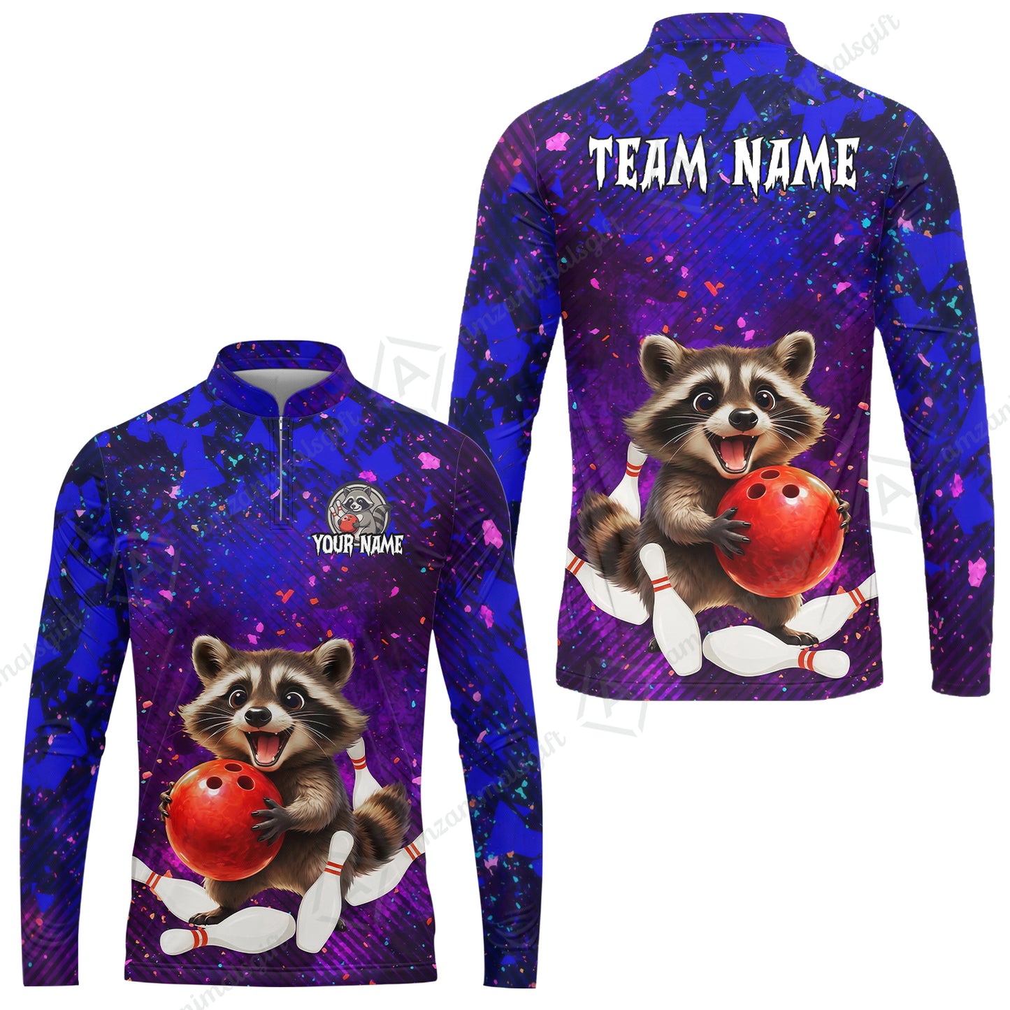 Custom Bowling Jersey Polo Shirt, Funny Raccoon Bowling, Custom Bowling Jersey Team Shirt For Players With Name & Team Name