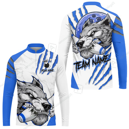 Customized Bowling Jerseys, Fierce Wolf Artwork Scratch, Uniform Bowling - Personalized Name And Team Name