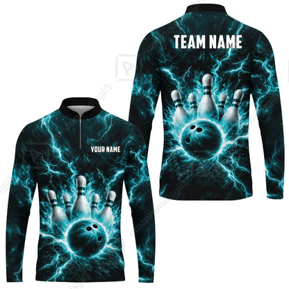 Custom Bowling Jersey Polo Shirt, Electric Lightning Storm Bowling, Custom Bowling Jersey Team Shirt For Players With Name and Team Name