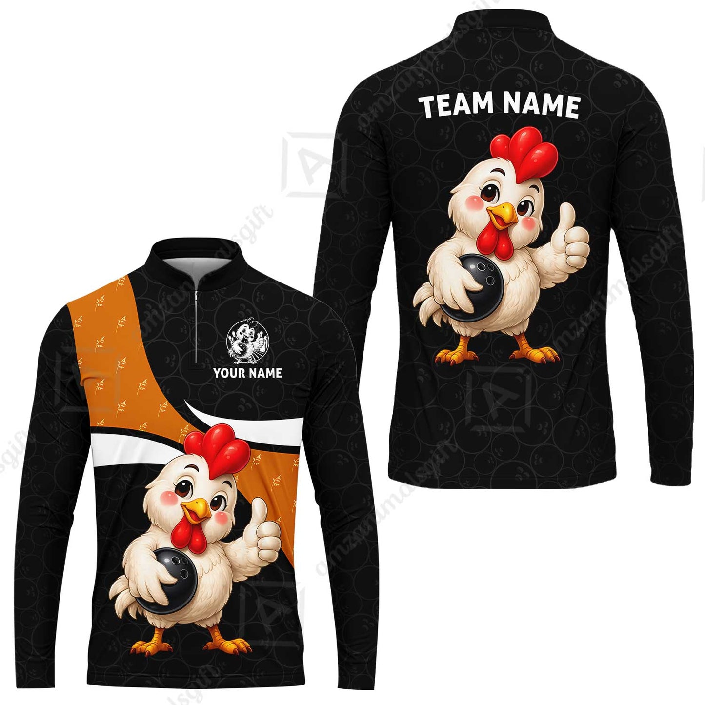 Custom Bowling Jersey Polo Shirt, Happy Chick, Custom Bowling Jersey Team Shirt For Players With Name and Team Name