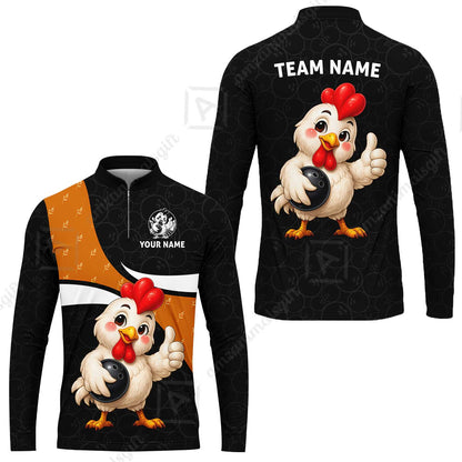 Custom Bowling Jersey Polo Shirt, Happy Chick, Custom Bowling Jersey Team Shirt For Players With Name and Team Name