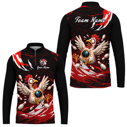 Customized Bowling Shirt, Crazy Chicken, Personalized Polo Shirt For Players With Name & Team Name