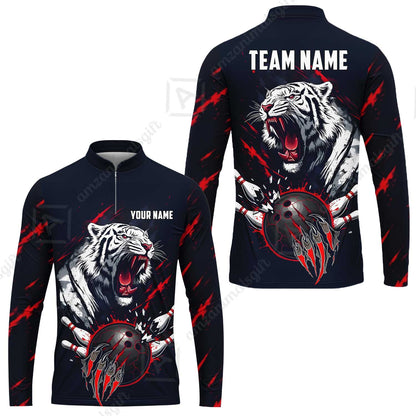 Custom Bowling Jersey Polo Shirt, White Tiger Mascot Bowling, Custom Bowling Jersey Team Shirt For Players With Name & Team Name