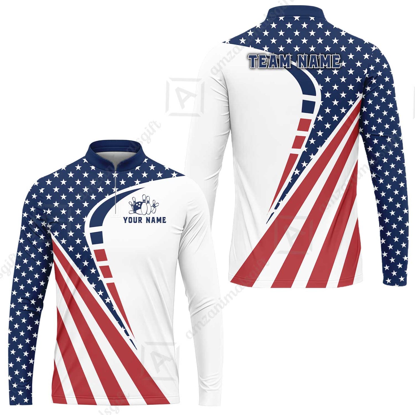 Custom Bowling Jersey Polo Shirt, 4th of July Patriotic Bowling, Custom Bowling Jersey Team Shirt For Players With Name & Team Name