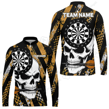 Custom Darts Jersey Polo Shirt, Skull Bites Dart, Custom Dart Jersey Team Shirt For Players With Name & Team Name