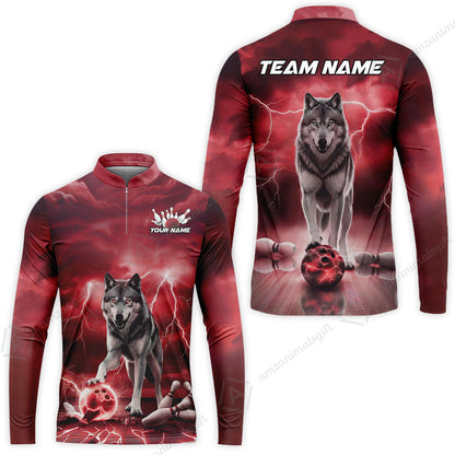 Custom Bowling Jersey Polo Shirt, Electric Wolf Bowling Custom Bowling Jersey Team Shirt For Players With Name & Team Name