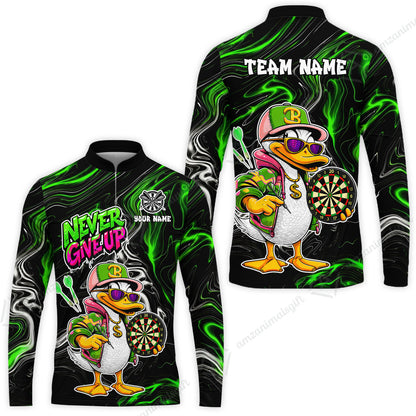 Customized Darts Team Jersey, Duck Never Give Up, Personalized Darts Name And Team Name