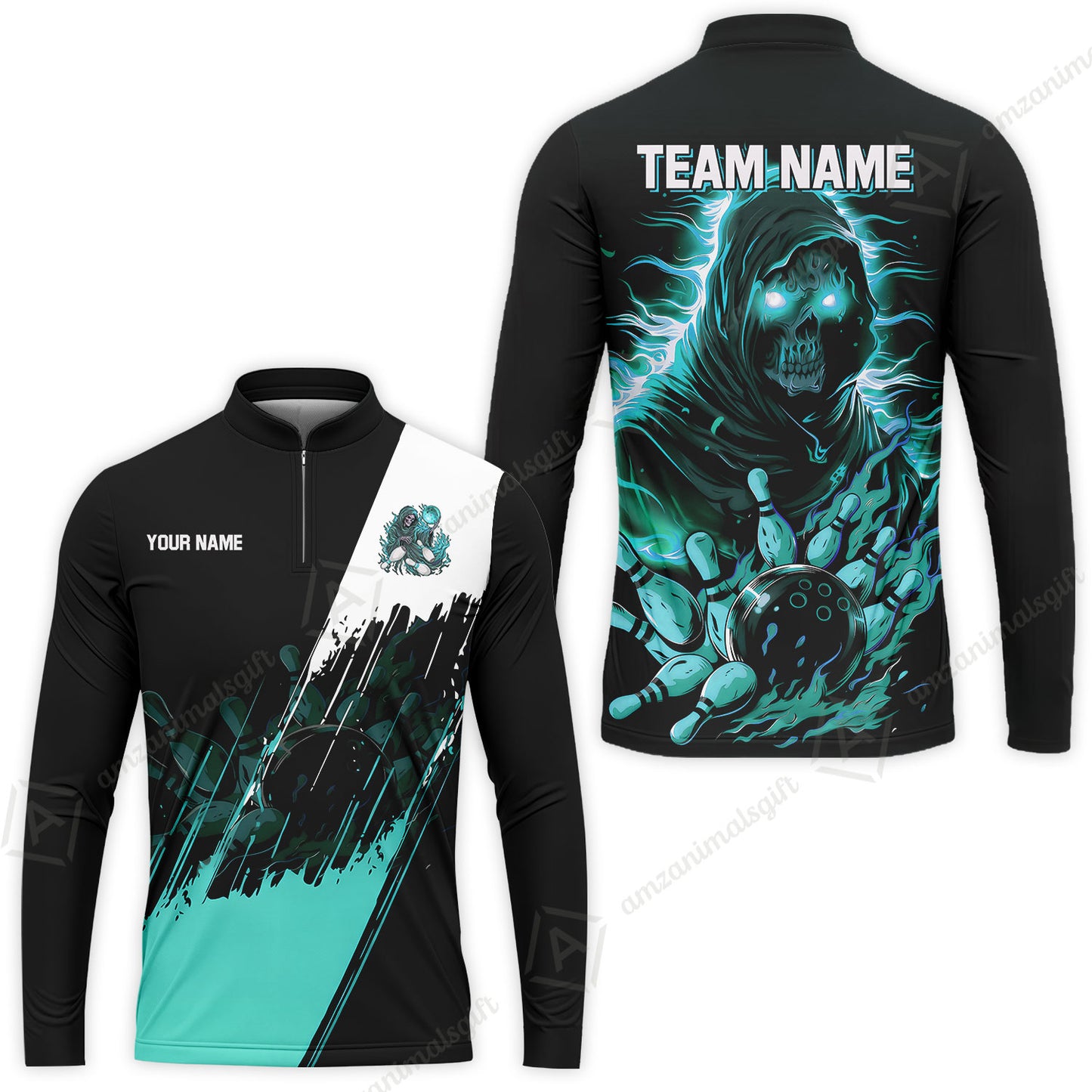 Custom Bowling Jersey Polo Shirt, Glow Reaper Bowling Custom Bowling Jersey Team Shirt For Players With Name & Team Name