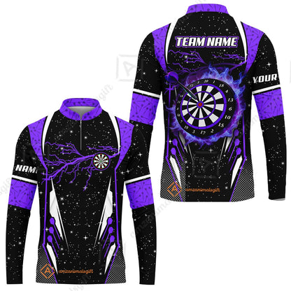 Custom Lightning Glitter Darts Team Unisex Polo Shirts, Customized Name Team Name Darts Team Jerseys Uniform
