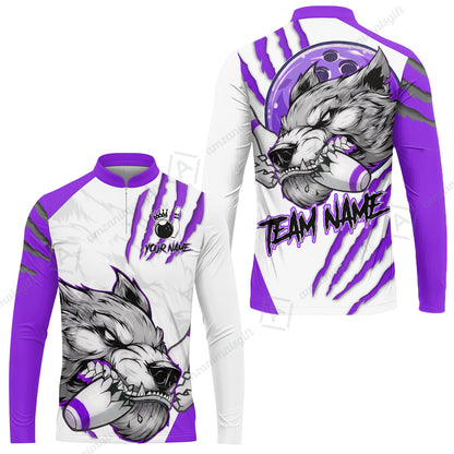 Customized Bowling Jerseys, Fierce Wolf Artwork Scratch, Uniform Bowling - Personalized Name And Team Name