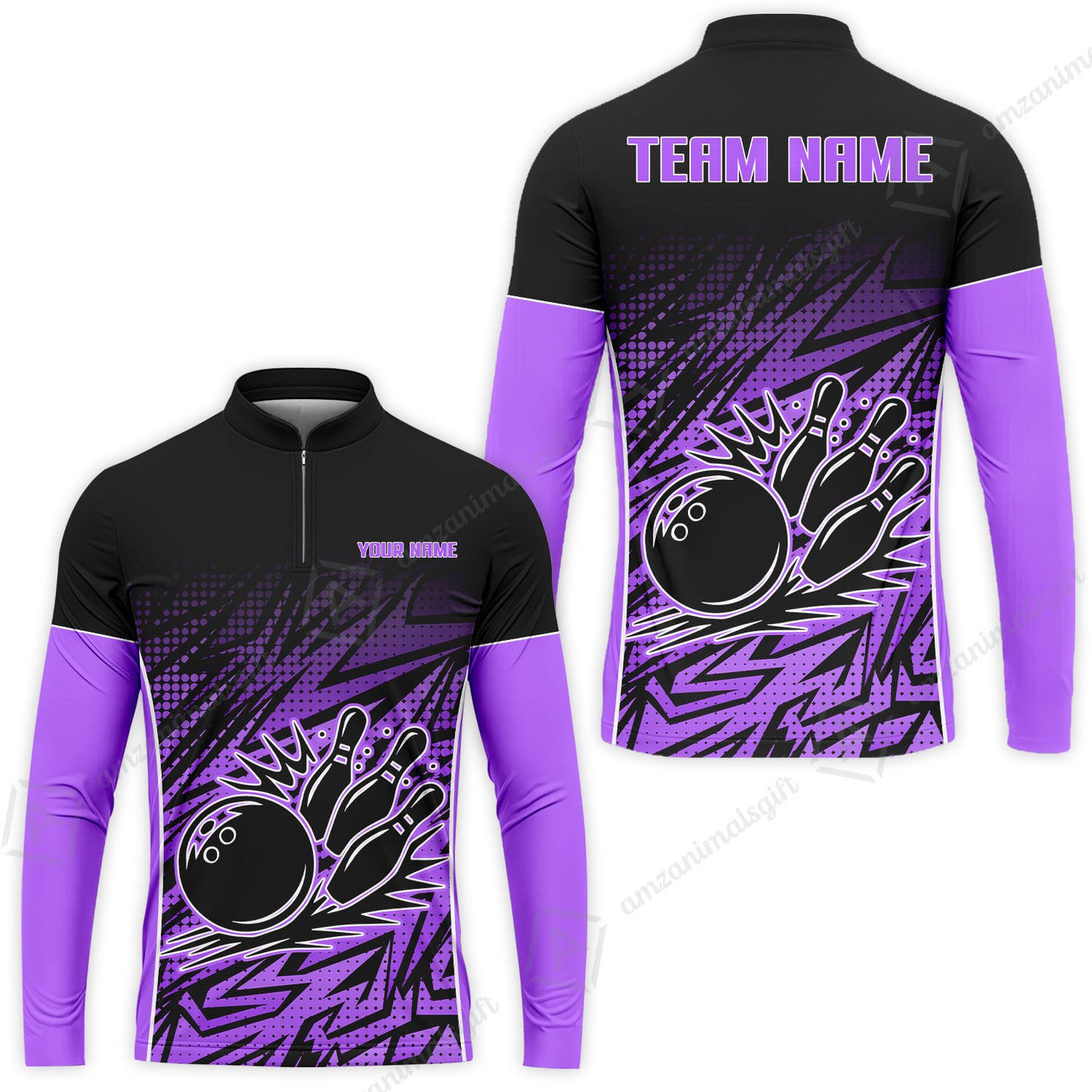 Customized Bowling Unisex Polo Shirt, Abstract Sameless Pattern Color Bowling Uniforms, Personalized Name And Team Name