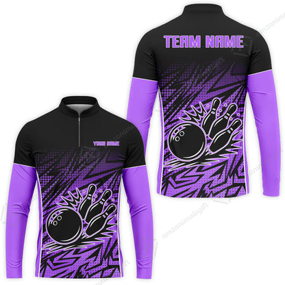 Customized Bowling Unisex Polo Shirt, Abstract Sameless Pattern Color Bowling Uniforms, Personalized Name And Team Name