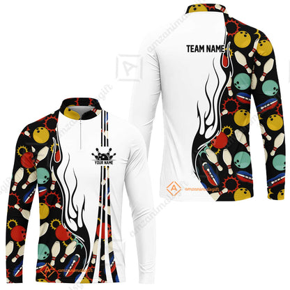Custom Bowling Team Jerseys Polo Shirts, Custom Multi Color Icon Bowling Uniforms Jerseys, Personalized Name And Team Name
