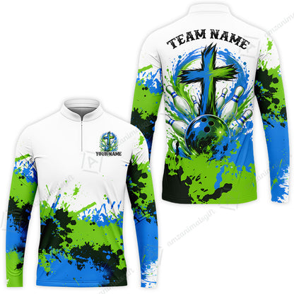 Custom Bowling Jersey Polo Shirt, Splash Pain Bowling Cross Colorful, Custom Bowling Jersey Team Shirt For Players With Name & Team Name
