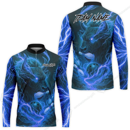 Custom Bowling Jersey Polo Shirt, Charging Bull Bowling Custom Bowling Jersey Team Shirt For Players With Name & Team Name