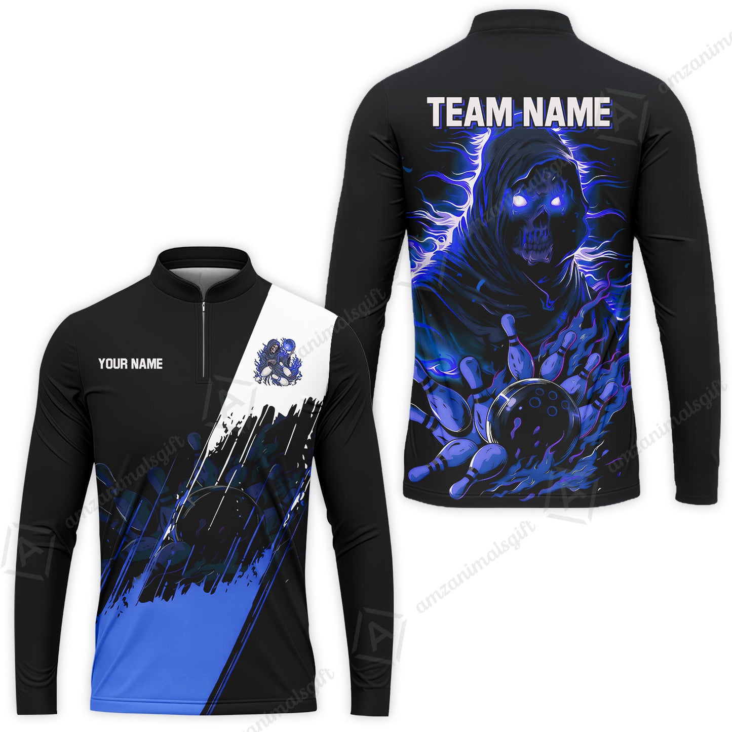 Custom Bowling Jersey Polo Shirt, Glow Reaper Bowling Custom Bowling Jersey Team Shirt For Players With Name & Team Name