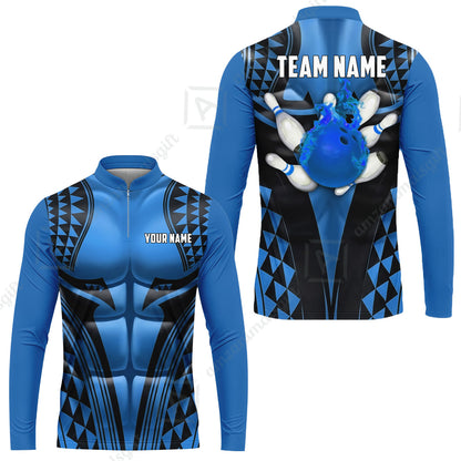 Custom Bowling Jersey Polo Shirt, Polynesian Strike, Custom Bowling Jersey Team Shirt For Players With Name & Team Name
