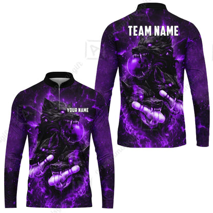 Custom Bowling Jersey Polo Shirt, Dark Fantasy Hellfire Werewolf, Custom Bowling Jersey Team Shirt For Players With Name & Team Name