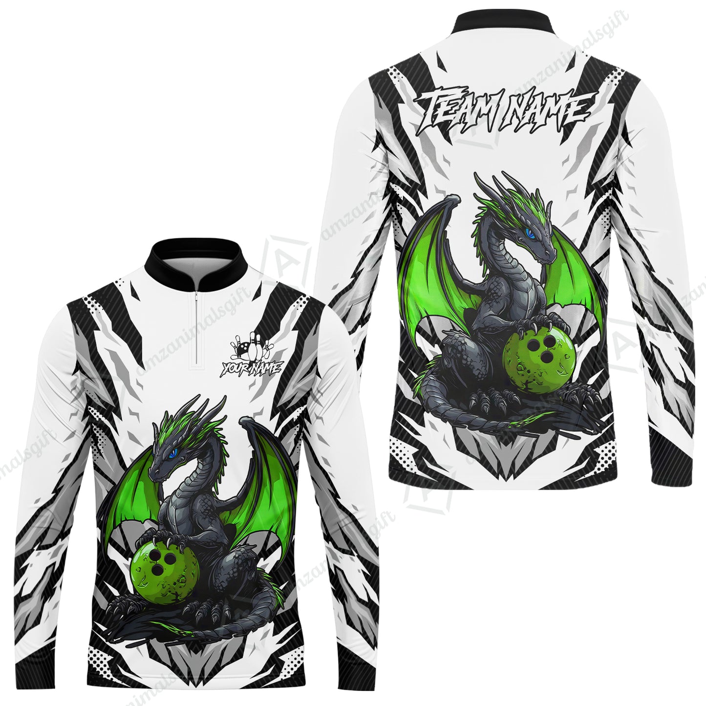 Custom Bowling Jersey Polo Shirt, Dragon Lover Custom Bowling Jersey Team Shirt For Players With Name & Team Name