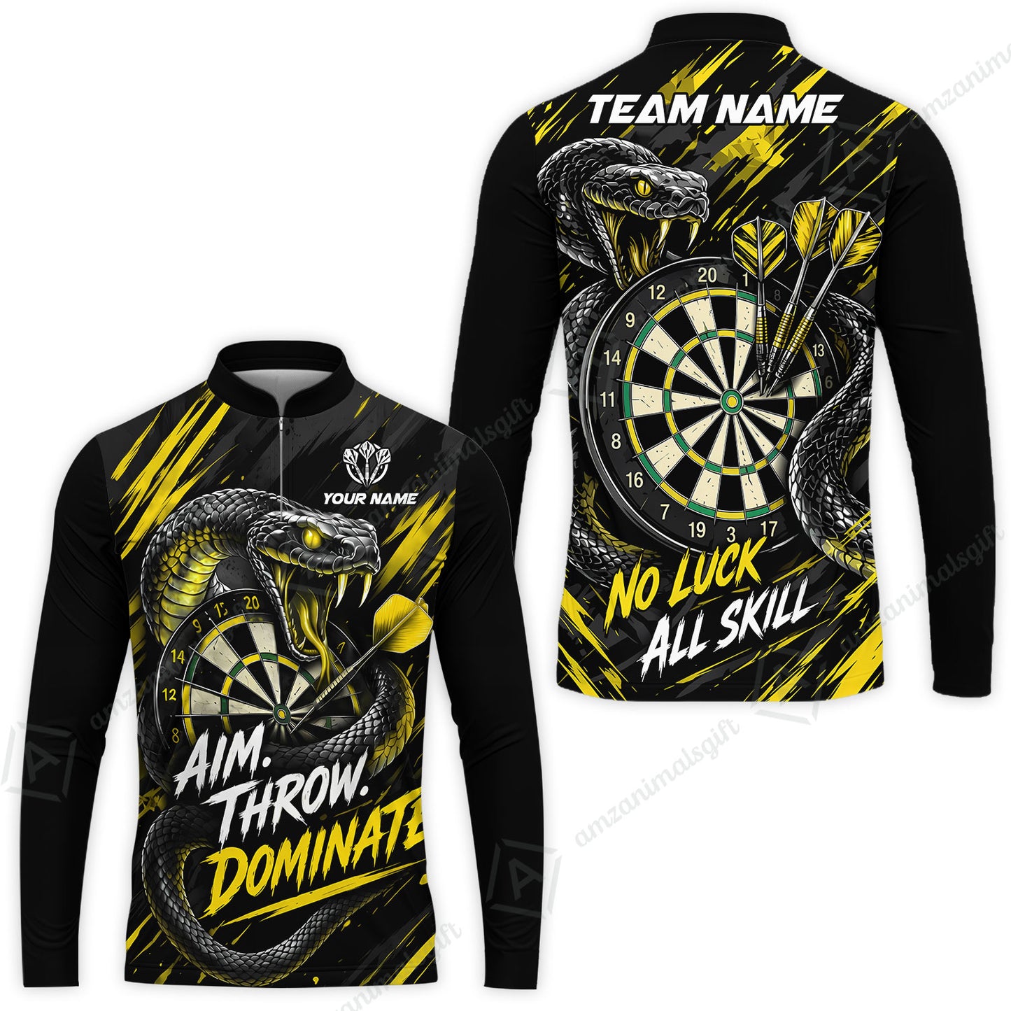 Customized Darts Team Jersey, Personalized Snake Darts Abstract Background Polo Shirt For Players With Name & Team Name