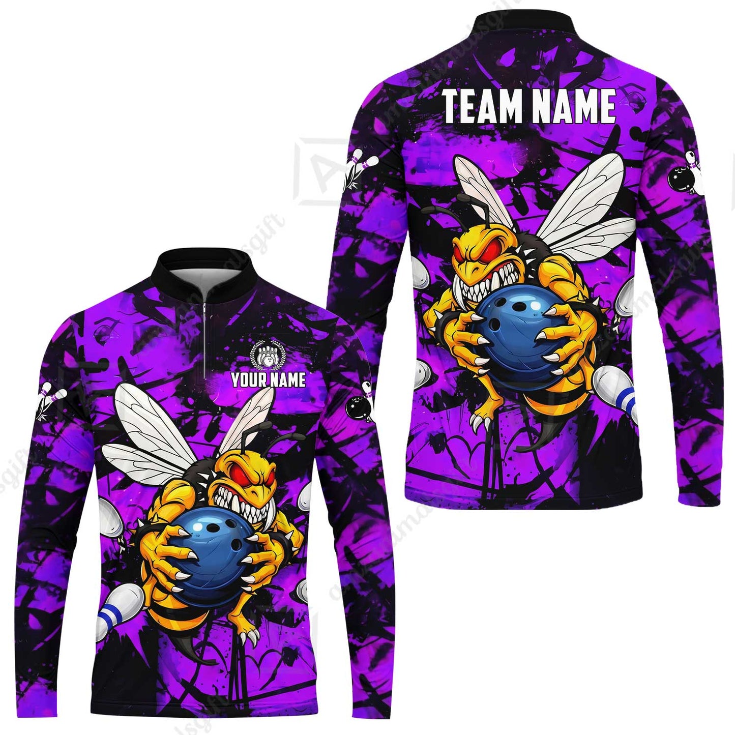 Custom Bowling Jersey Polo Shirt, The Wild Wasp Strike, Custom Bowling Jersey Team Shirt For Players With Name & Team Name